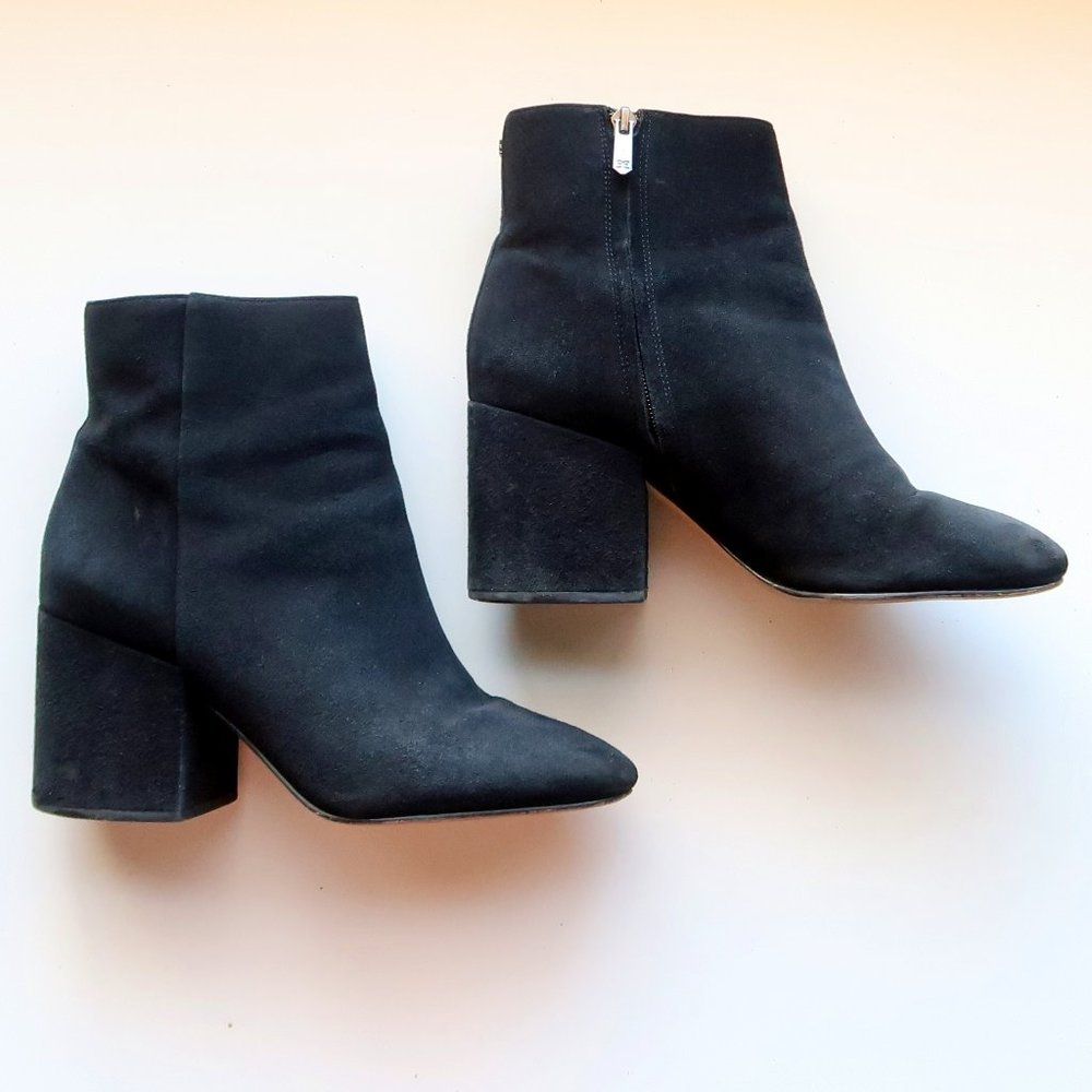 Sam Edelman Black Suede Block Heel Ankle Boots